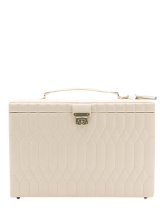 WOLF Caroline Quilted Leather Extra Large Jewellery Case, Ivory