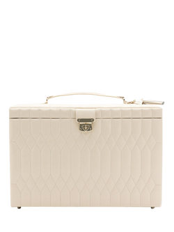 WOLF Caroline Quilted Leather Extra Large Jewellery Case, Ivory