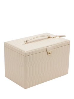 WOLF Caroline Quilted Leather Extra Large Jewellery Case - view 2, Ivory