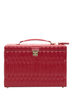 WOLF Caroline Quilted Leather Extra Large Jewellery Case, Red