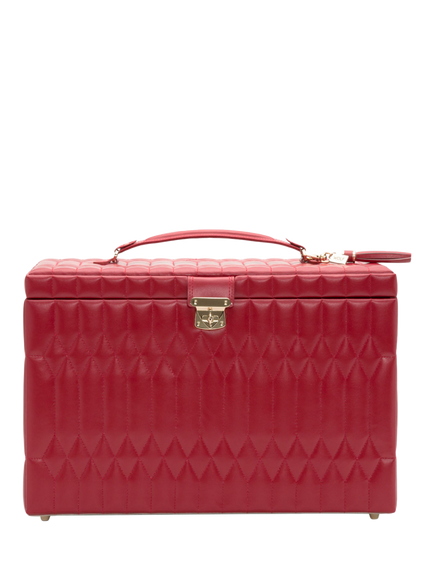 WOLF Caroline Quilted Leather Extra Large Jewellery Case, Red