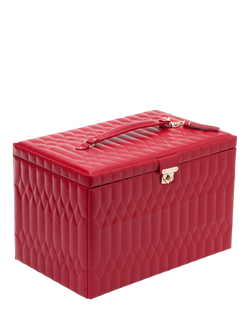 WOLF Caroline Quilted Leather Extra Large Jewellery Case - view 2, Red