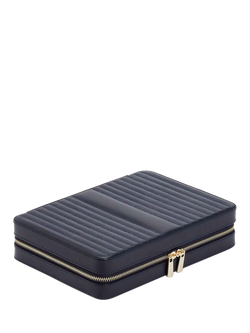 WOLF Maria Quilted Leather Zip Large Jewellery Case - view 2, Navy