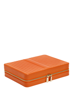 WOLF Maria Quilted Leather Zip Large Jewellery Case - view 2, Tangerine