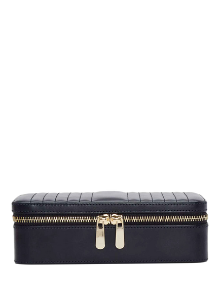WOLF Maria Leather Zipped Jewel Case, Navy, Medium, Navy