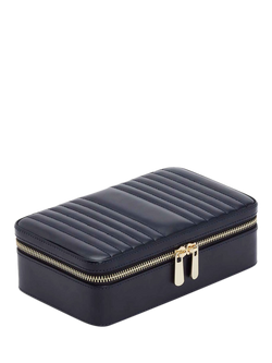 WOLF Maria Leather Zipped Jewel Case, Navy, Medium - view 2, Navy