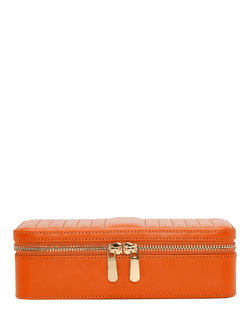 WOLF Maria Quilted Leather Zip Medium Jewellery Case, Tangerine