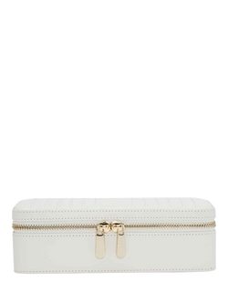 WOLF Maria Quilted Leather Zip Medium Jewellery Case, White