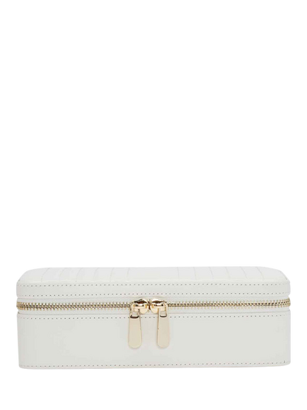 WOLF Maria Quilted Leather Zip Medium Jewellery Case, White