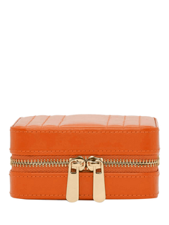 WOLF Maria Leather Zipped Jewel Case, Tangerine, Small