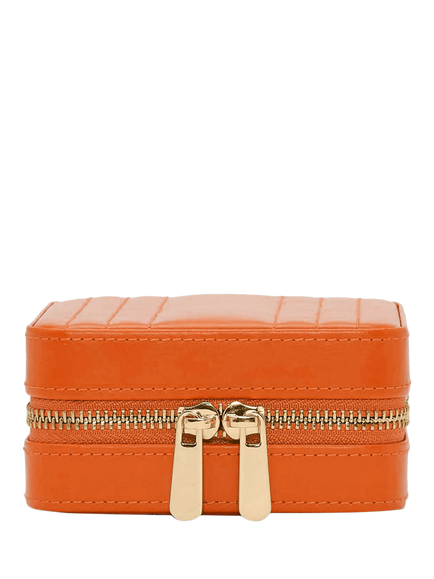 WOLF Maria Leather Zipped Jewel Case, Tangerine, Small, Tangerine