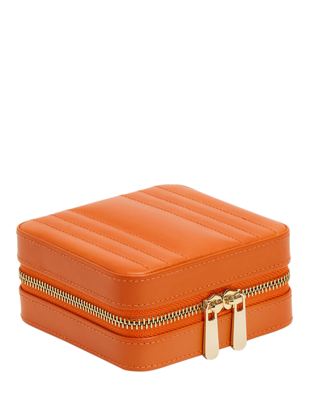 WOLF Maria Leather Zipped Jewel Case, Tangerine, Small - view 2, Tangerine