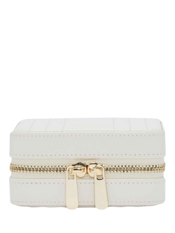 WOLF Maria Quilted Leather Zip Small Jewellery Case, White