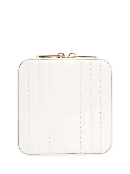 WOLF Maria Quilted Leather Zip Small Jewellery Case - view 2, White