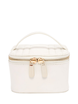 WOLF Maria Quilted Leather Zip Jewellery Cube, White