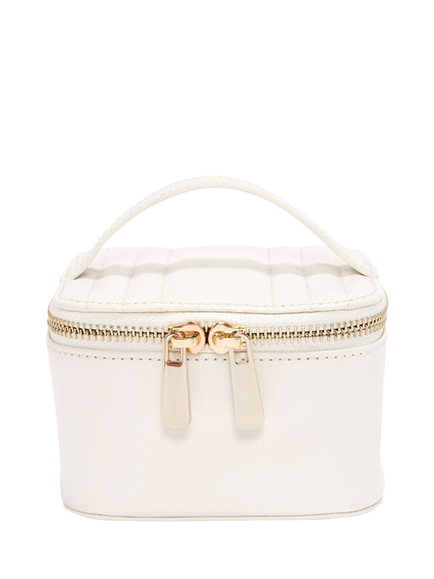 WOLF Maria Quilted Leather Zip Jewellery Cube, White