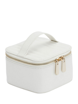 WOLF Maria Quilted Leather Zip Jewellery Cube - view 2, White