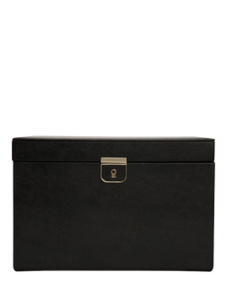 WOLF Palermo Leather Jewellery Box, Large, Black Anthracite