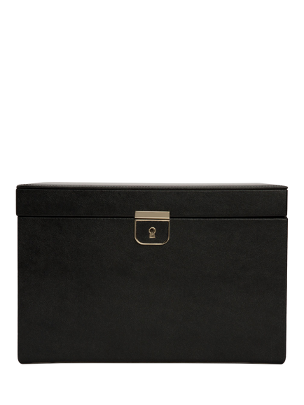 WOLF Palermo Leather Jewellery Box, Large, Black Anthracite