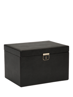WOLF Palermo Leather Jewellery Box, Large - view 2, Black Anthracite