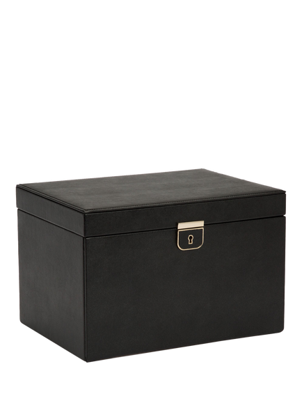 WOLF Palermo Leather Jewellery Box, Large - view 2, Black Anthracite