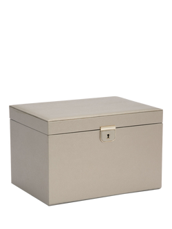 WOLF Palermo Leather Jewellery Box, Large - view 2, Pewter