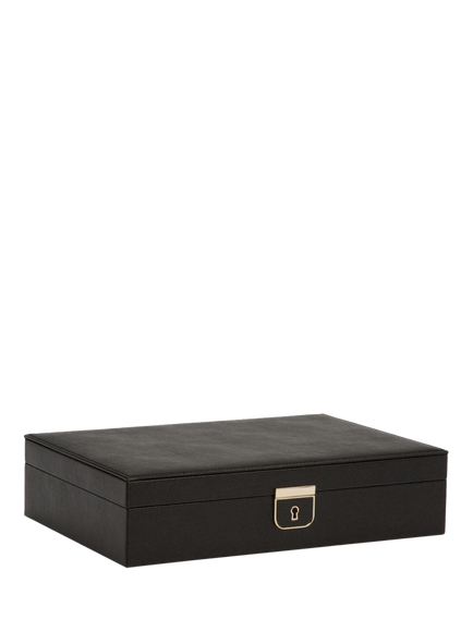 WOLF Palermo Leather Jewellery Box, Medium - view 2, Black Anthracite