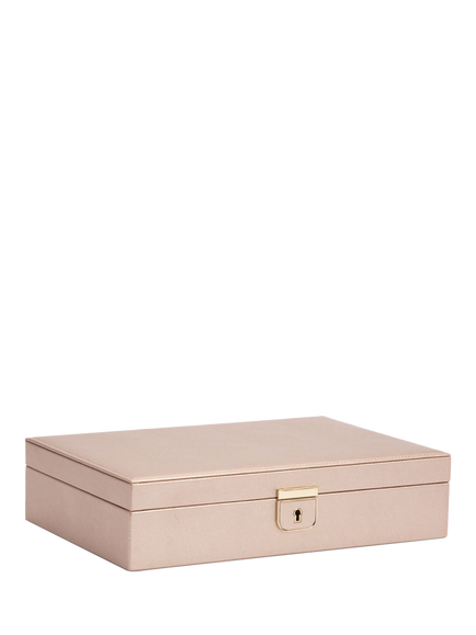 WOLF Palermo Leather Jewellery Box, Medium - view 2, Rose Gold