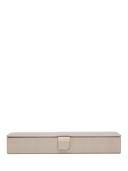 WOLF Palermo Leather Safety Deposit Box, Medium, Pewter