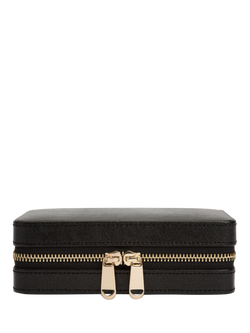 WOLF Palermo Leather Zip Jewel Case, Black Anthracite