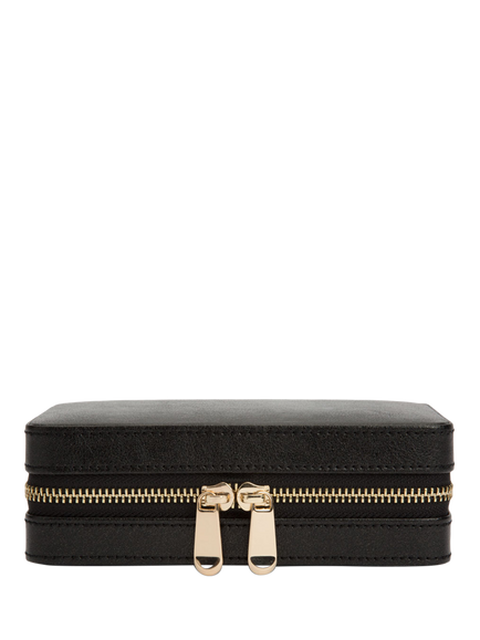 WOLF Palermo Leather Zip Jewel Case, Black Anthracite