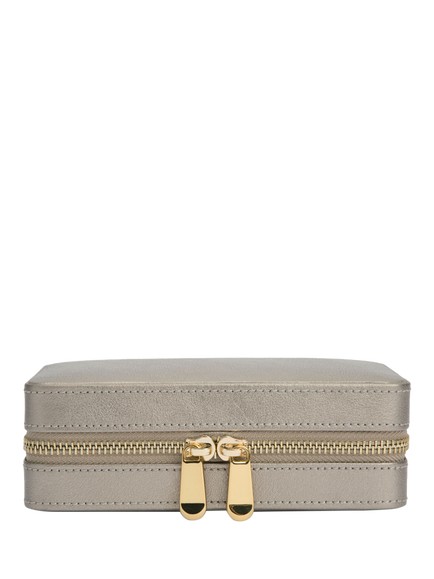 WOLF Palermo Leather Zip Jewel Case, Pewter