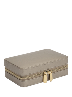 WOLF Palermo Leather Zip Jewel Case - view 2, Pewter