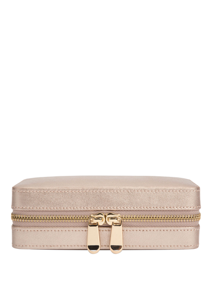 WOLF Palermo Leather Zip Jewel Case, Rose Gold