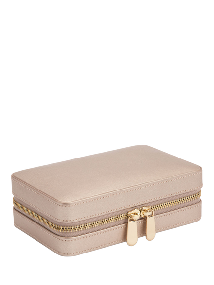 WOLF Palermo Leather Zip Jewel Case - view 2, Rose Gold