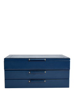 WOLF Sophia Leather Jewellery Box with 2 Drawers, Indigo
