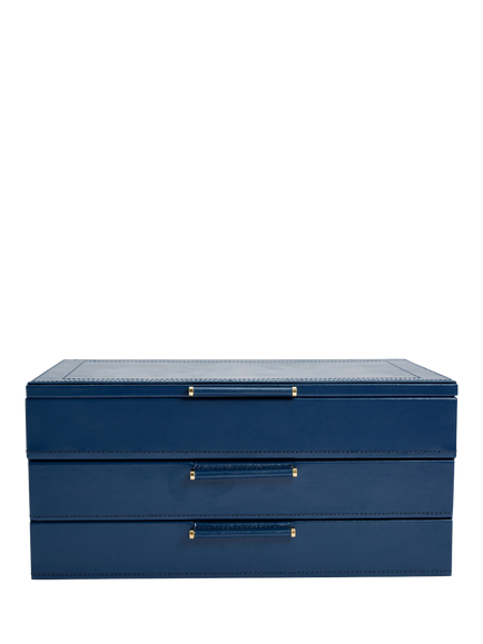 WOLF Sophia Leather Jewellery Box with 2 Drawers, Indigo