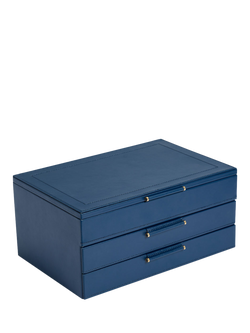 WOLF Sophia Leather Jewellery Box with 2 Drawers - view 2, Indigo