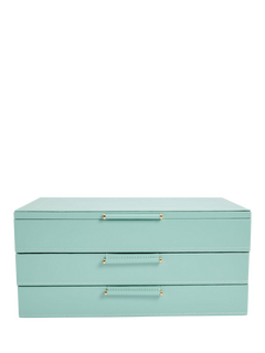 WOLF Sophia Leather Jewellery Box with 2 Drawers, Jade