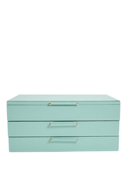 WOLF Sophia Leather Jewellery Box with 2 Drawers, Jade