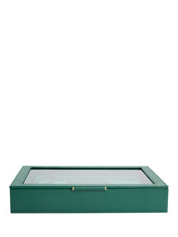 WOLF Sophia Leather Jewellery Box with Window, Forest Green
