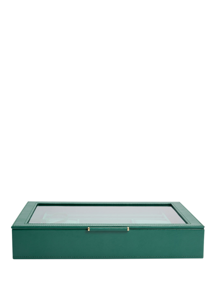 WOLF Sophia Leather Jewellery Box with Window, Forest Green