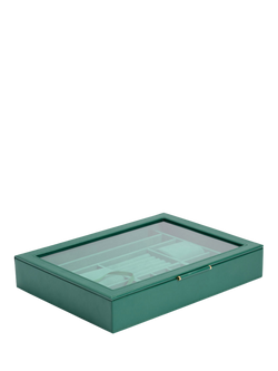 WOLF Sophia Leather Jewellery Box with Window - view 2, Forest Green