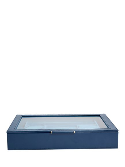 WOLF Sophia Leather Jewellery Box with Window, Indigo