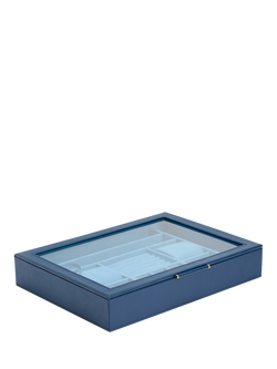 WOLF Sophia Leather Jewellery Box with Window - view 2, Indigo