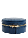 WOLF Sophia Leather Round Zip Jewel Case, Indigo