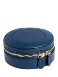 WOLF Sophia Leather Round Zip Jewel Case, Indigo