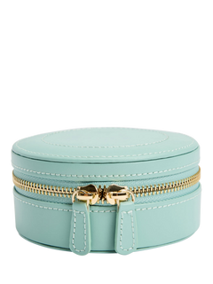 WOLF Sophia Leather Round Zip Jewel Case, Jade