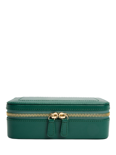 WOLF Sophia Leather Travel Zip Jewel Case, Forest Green