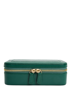 WOLF Sophia Leather Travel Zip Jewel Case, Forest Green